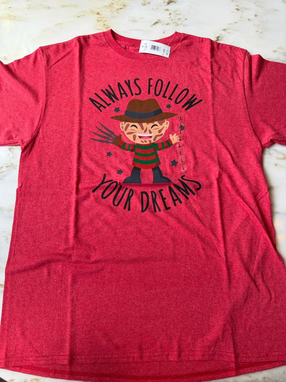 Macy's Red Graphic Tee with Freddy-Inspired Character